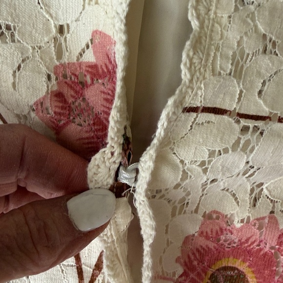 Oscar by Oscar de la Renta Cream/Pink Floral Lace Jacket Size 8 - Picture 4 of 12